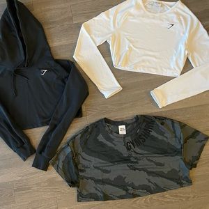 Gymshark bundle crop tops and hoodie